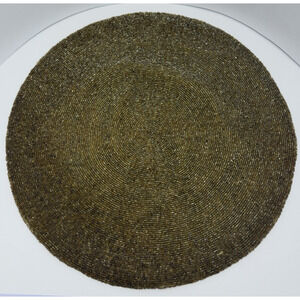 Round Gold Woven Beaded Placemat 15"